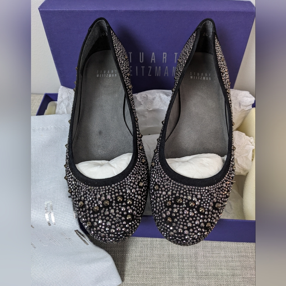 NIB, Stuart Weitzman Nubeads, Suede flats, Size 8M - Picture 4 of 14